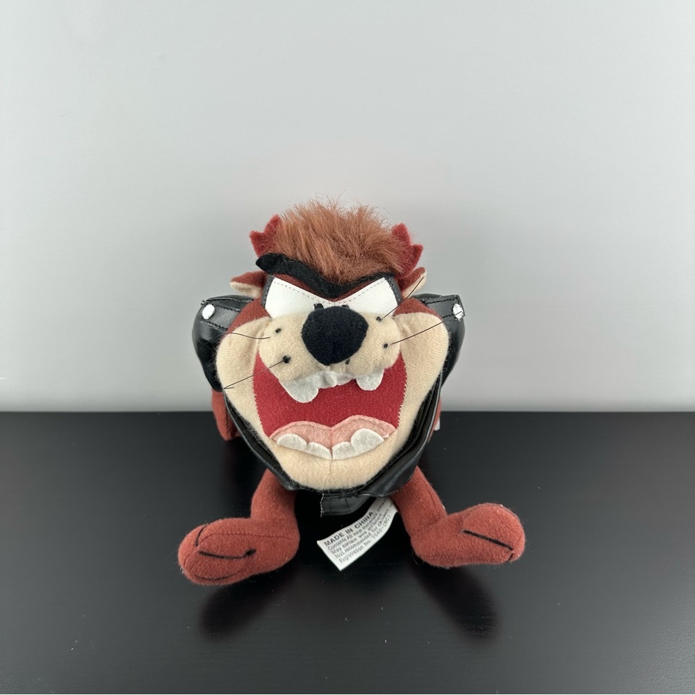 ACE Looney Tunes Taz Tasmanian Devil Black Motorcycle Jacket 1997 8” Plush